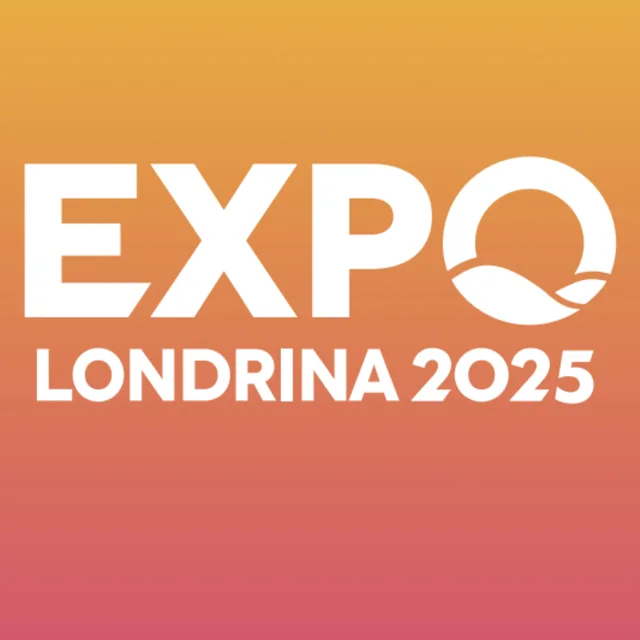 Marca ExpoLondrina 2025 sobre o degradê da identidade